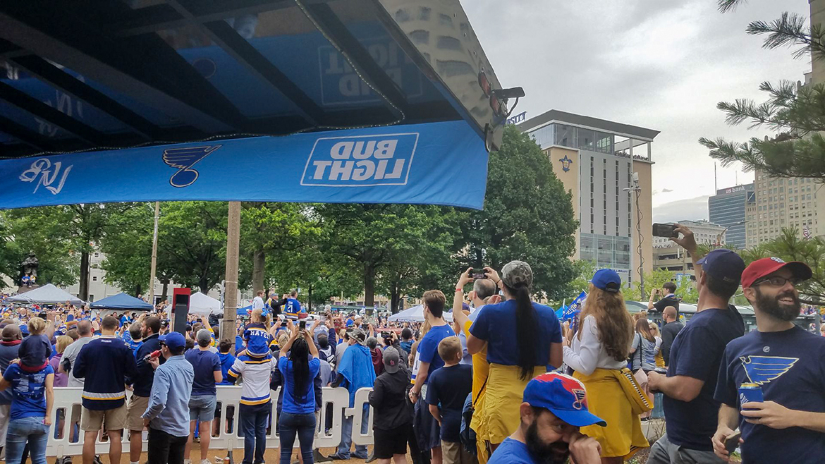 Photo from the June 15, 2019 St. Louis Blues NHL Stanley Cup victory parade.