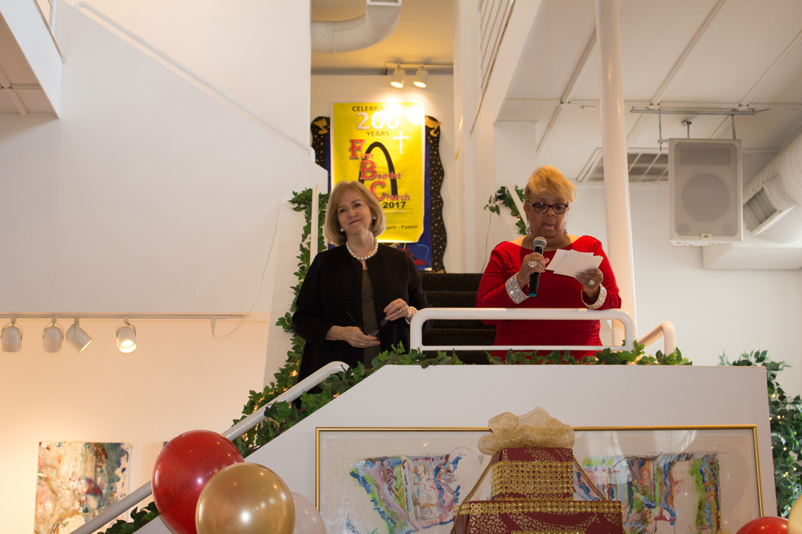 Mayor Lyda Krewson speaking at the 200th anniversary celebration for First Baptist Church, City of St. Louis.