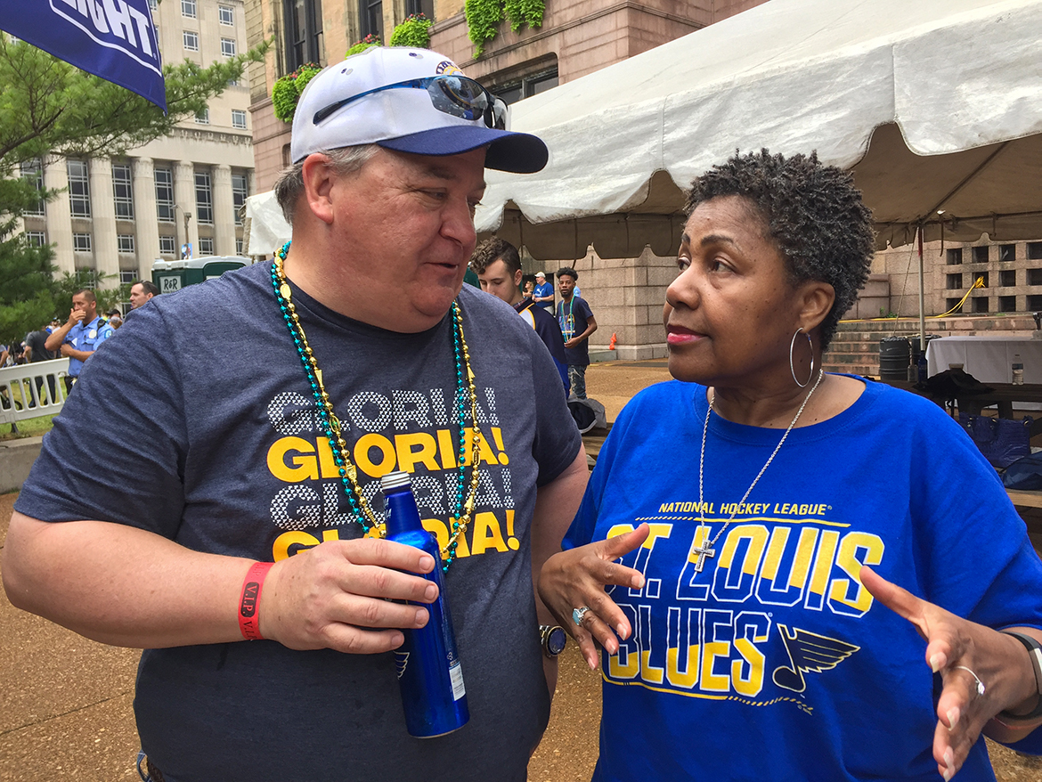 Photo from the June 15, 2019 St. Louis Blues NHL Stanley Cup victory parade.