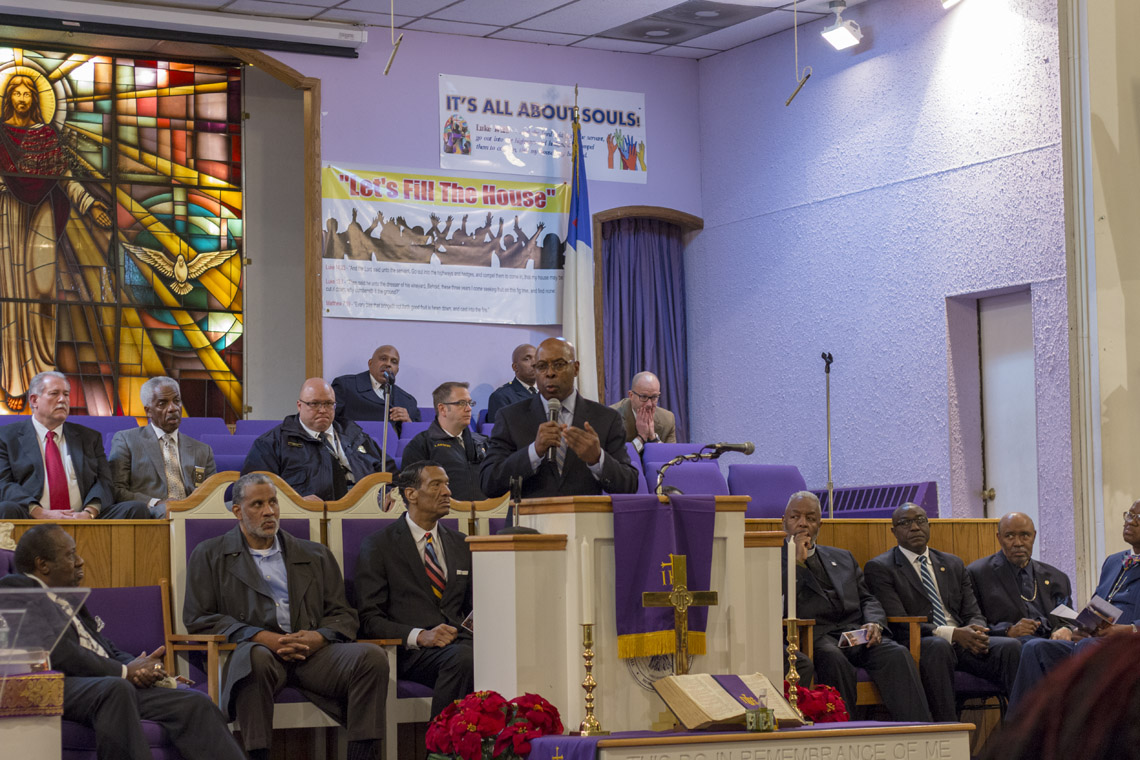 Photo of Public Safety Director Jimmie Edwards from the Families Advocating Safe Streets December 31, 2017, candlelight service honoring homicide victims.