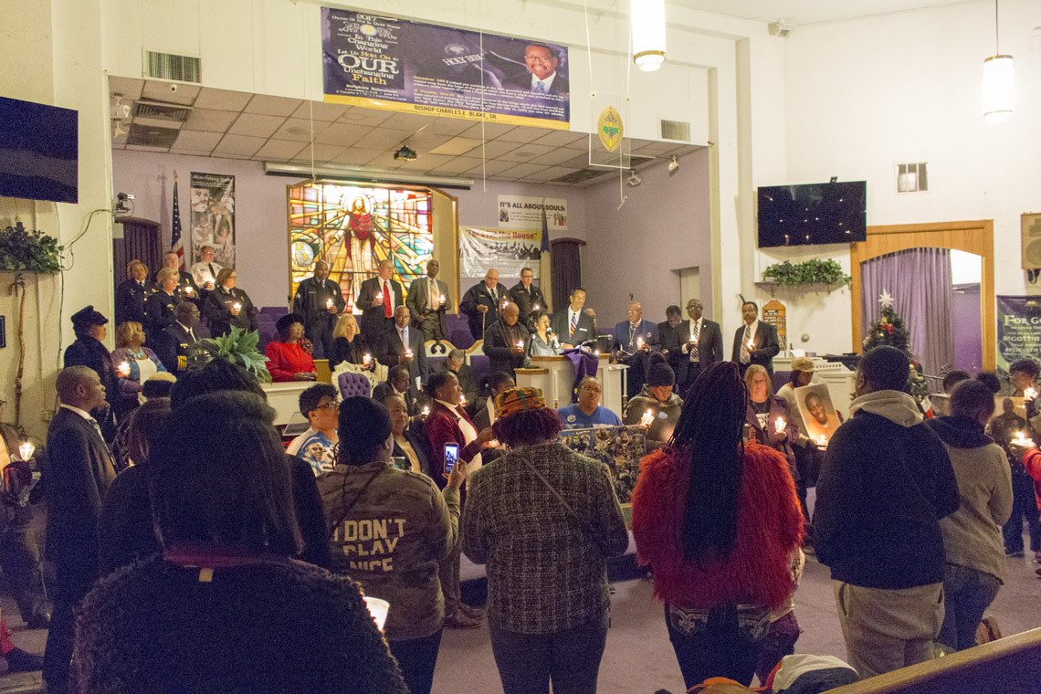 Photo from the Families Advocating Safe Streets December 31, 2017, candlelight service honoring homicide victims.