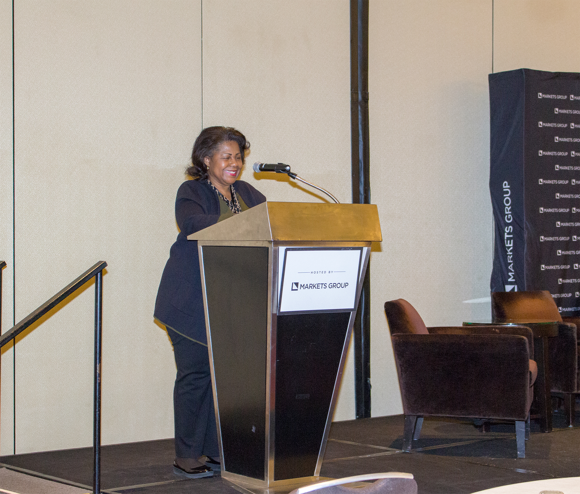 Photo from Comptroller Green's welcome remarks at the Central States Institutional Investors Forum, March 20, 2018.
