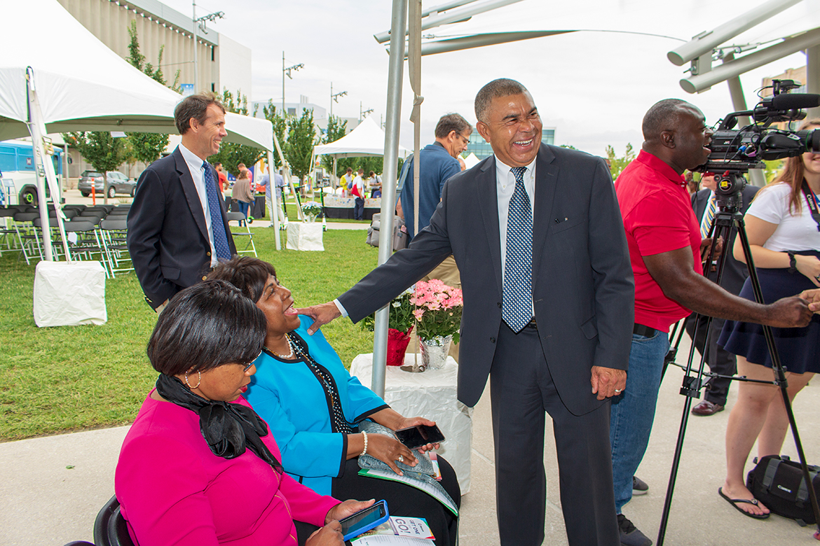 Photo from the grand opening of Cortex Metrolink station, July 31, 2018.