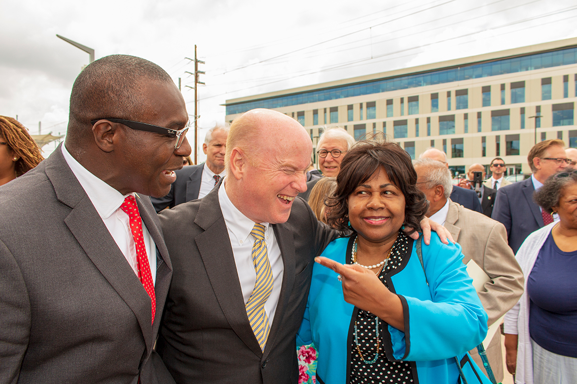 Photo from the grand opening of Cortex Metrolink station, July 31, 2018.
