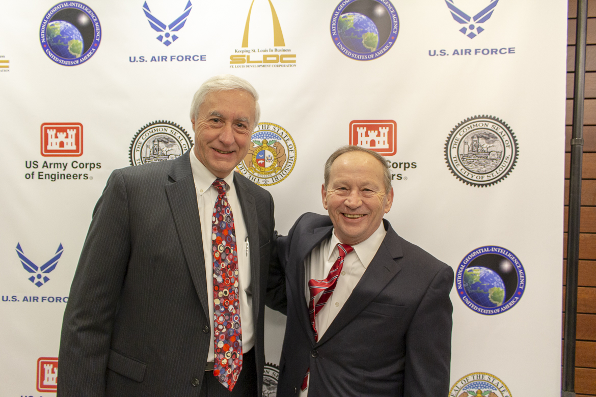 Photo from the December 13, 2018 ceremony held at the St. Louis Central Library transferring land from the City of St. Louis to the National Geospatial-Intelligence Agency.