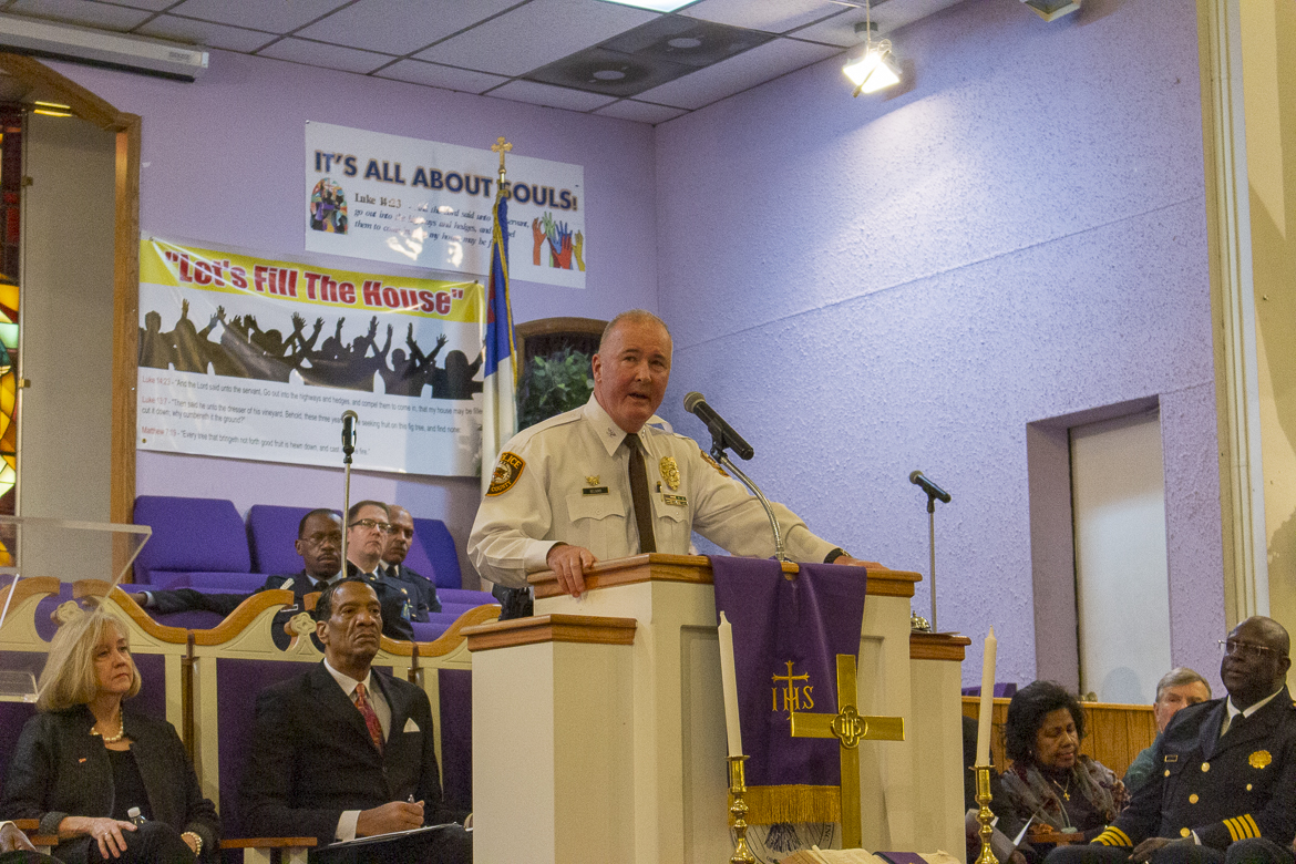 Photo from the December 31, 2018 candlelight service commemorating those who lost their lives to violence in 2018, held at Williams Temple COGIC in St. Louis.