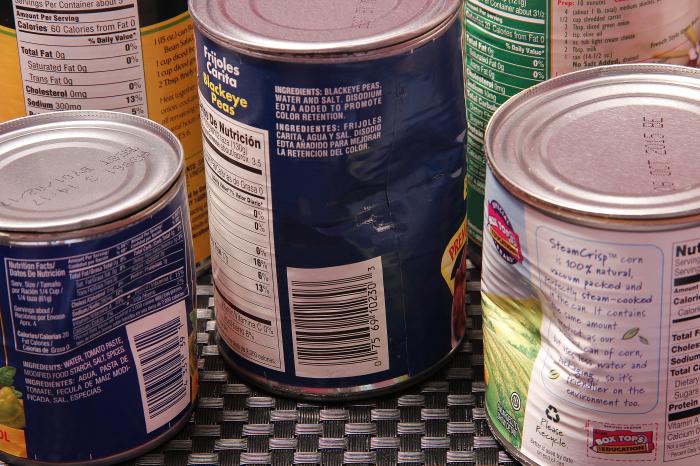 damaged cans of food