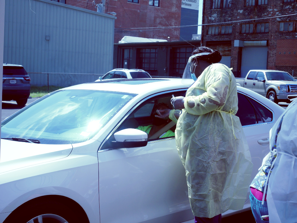 Nasal swabs were collected to test for the COVID-19 coronavirus.