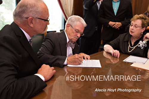 John Durnell & Richard Eaton signing marriage license
