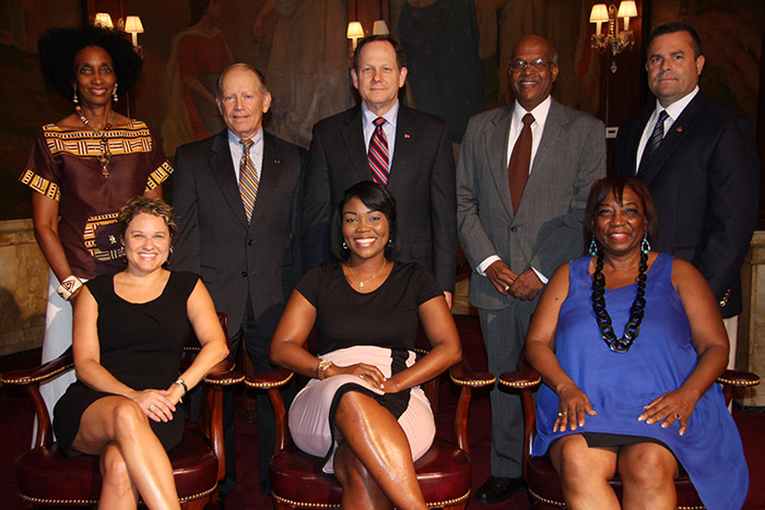 Mayor Slay with the seven Civilian Oversight Board candidates