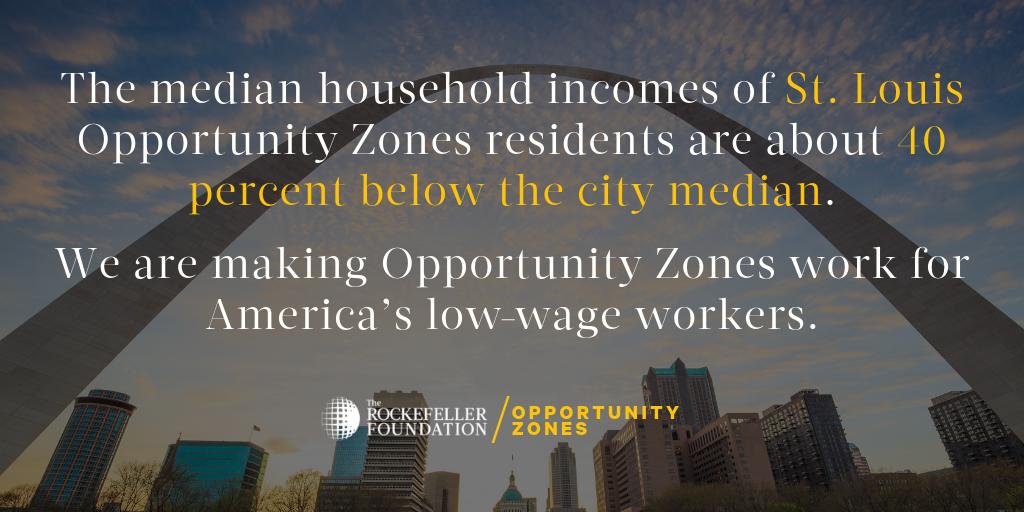 The median household incomes of St. Louis Opportunity Zones residents are about 40 percent below the city median. We are making Opportunity Zones work for America's low-wage workers.