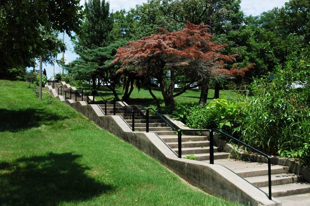 Clifton Heights Park-steps with Japanese maples