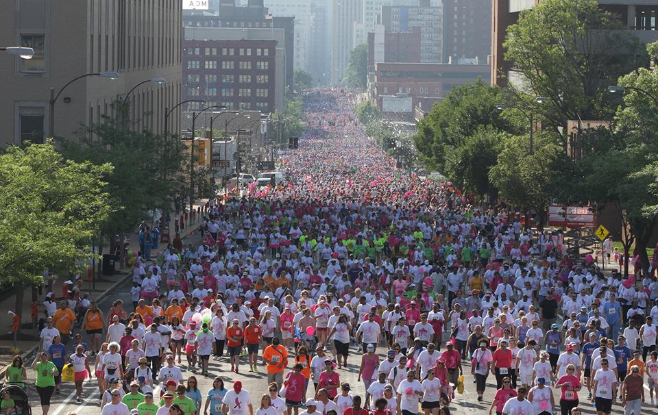 Scene from the 2015 Komen St. Louis Race for the Cure on June 13, 2015 in Downtown St. Louis.