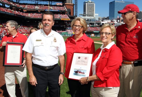 Announcement of the new fireboat the Stan Musial at Busch Stadium on Sept. 29, 2013.