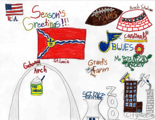 Damon Eddleman's drawing received Honorable Mention in Mayor Slay's 2012 Holiday Card Design Contest