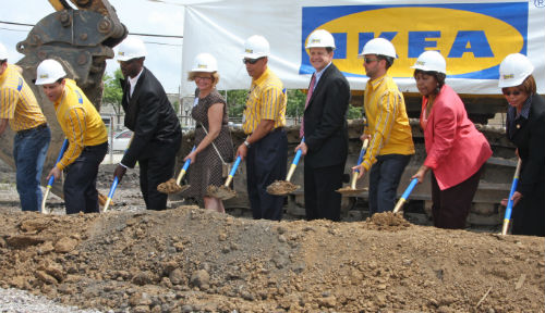 IKEA groundbreaking shovels in hand
