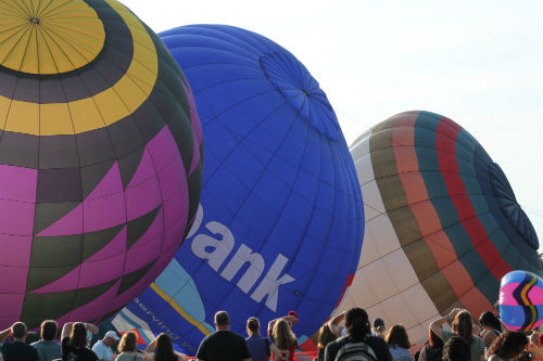 Balloons being inflated for the 2014 Great Forest Park Balloon Race