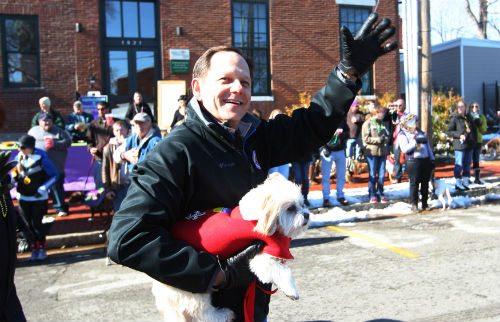 Mayor Francis G. Slay and his pet walk in the 20th annual Beggin' Pet Parade on Sunday, Feb. 3, 2013.