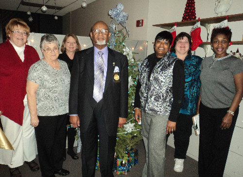 Red, White and Blue Tree.  Winner of the 2011 Collector of Revenue Office Annual Christmas Tree Decorating Contest.  Pictured are the Judges in the contest:  Jan Williams, Freddie Dunlap and Sherry Wibbenmeyer and tree decorators: Sherri Jones-Curry, Keena Carter, Carol Baker, Paula Venable and Sharon Sutterer.