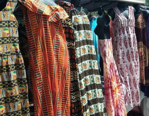 Zambian dresses on display at the World Bazaar at the 2012 Festival of Nations