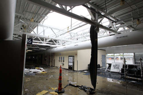 Damage to Concourse C at Lambert Airport.