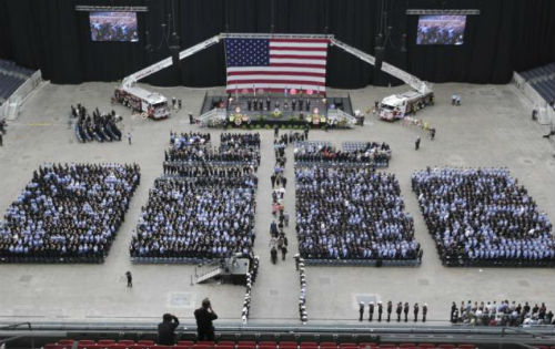 Overview of the Memorial Service in Houston, TX on Wednesday, June 5, 2013 for fallen firefighters killed in a massive hotel blaze.
