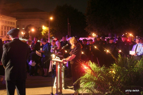 Overview of the scene during the Reading of Names segment of the program.