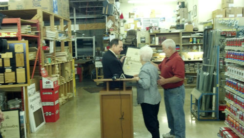 Proclamation presentation to the owners of Al's Cafe - the Beczkala Family.