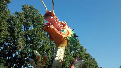 A dragon greets visitors to the Missouri Botanical Garden