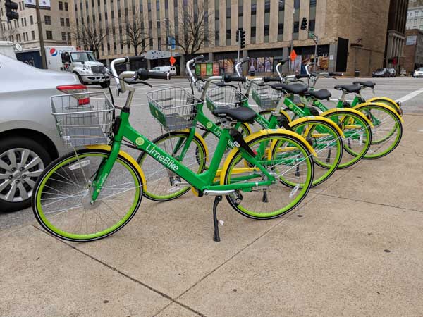 Lime Bikes by the Street