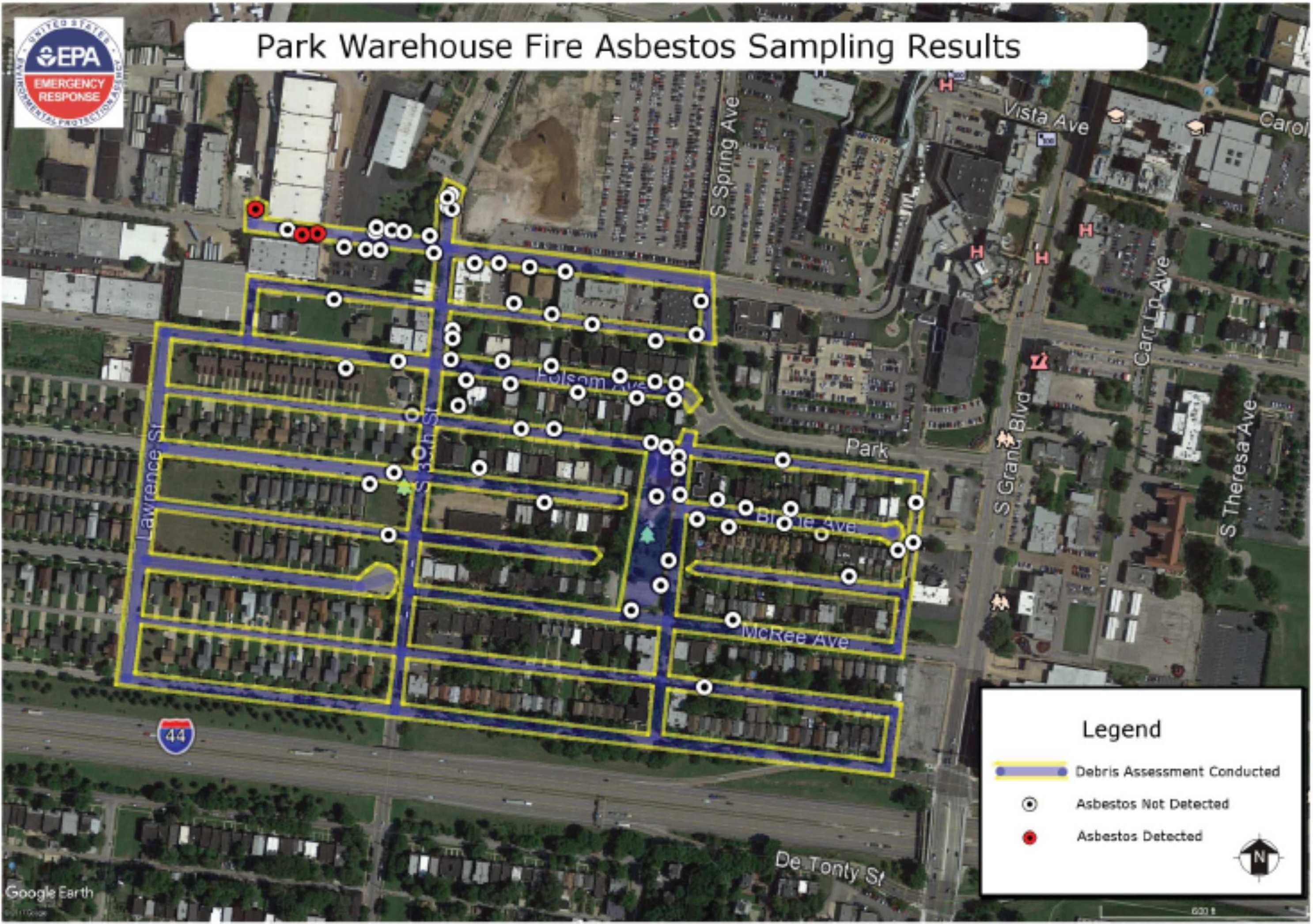 EPA Testing sites from 3937 Park Avenue warehouse fire
